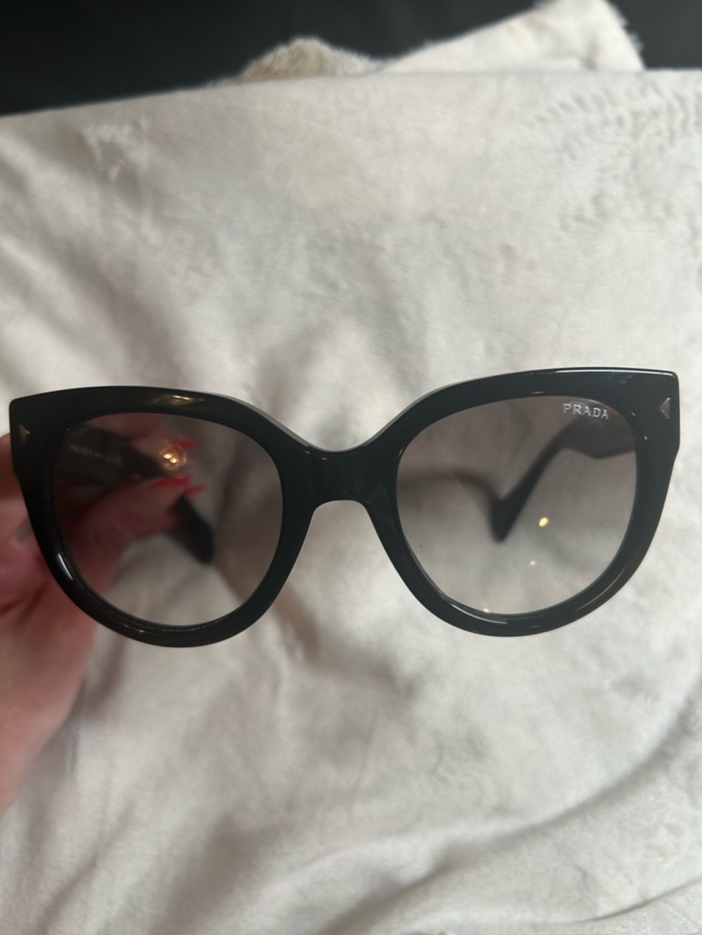 Prada Women's Black Cat-Eye Sunglasses with Smoke Lenses - Picture 9 of 9